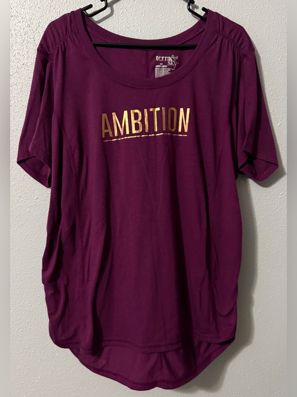 Terra & Sky Plum Tee with Gold Foil 'Ambition'